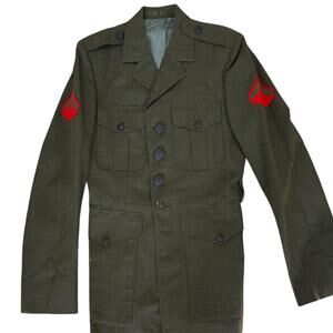USMC Marine Corps Dress Alpha Green Service Jacket Military Coat Size 38R